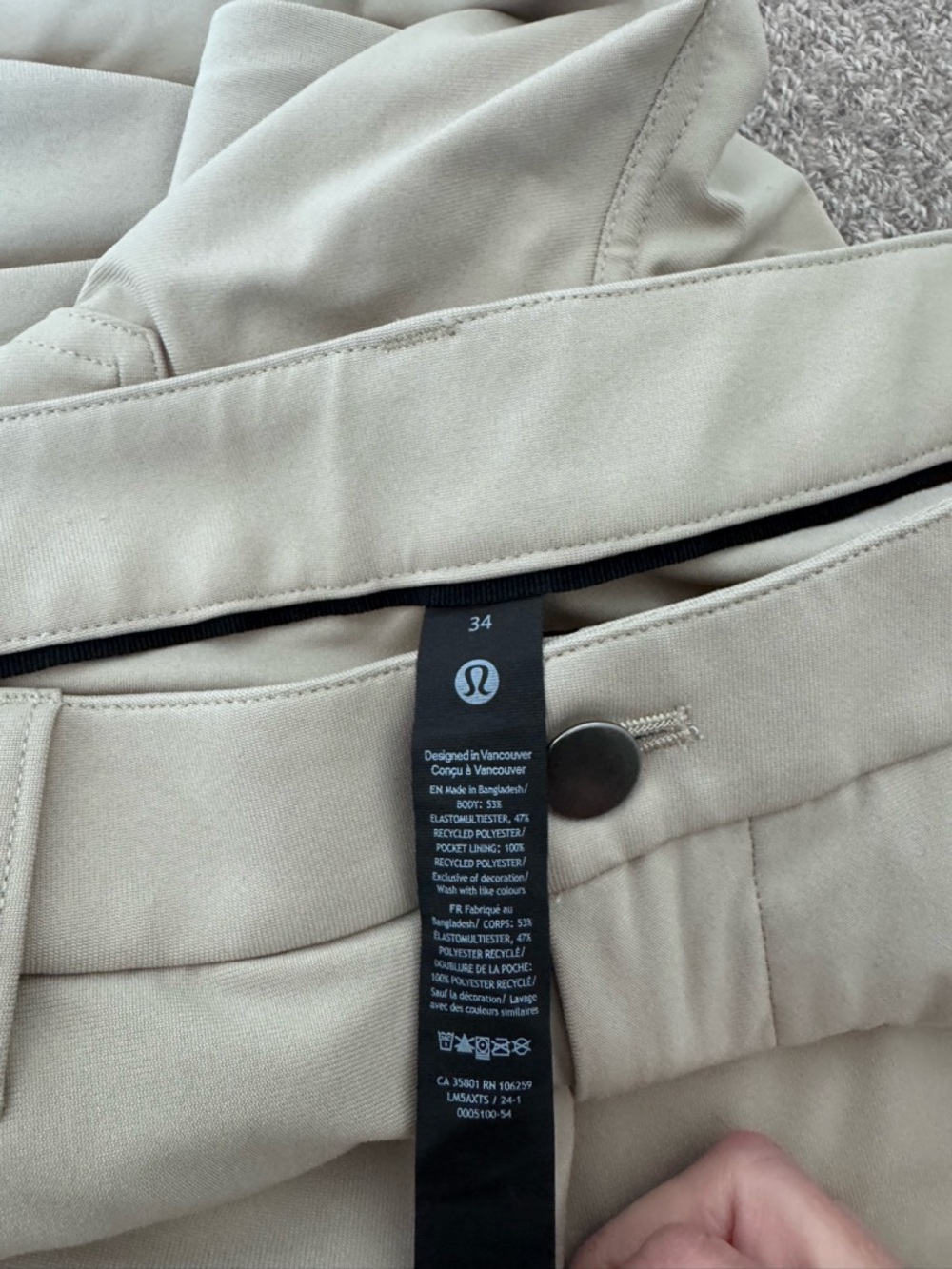 Two Pairs Men’s Lululemon ABC Classic-Fit 5 Pocket Pant 30L, 34 - Picture 3 of 8